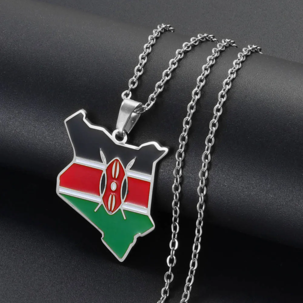 Anniyo Kenya Map Flag Pendant Necklaces Jewellery Kenyan Jewelry kenyans Maps #322201