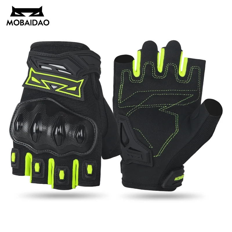 Summer Half Finger Motorcycle Gloves Breathable Anti-Slip Touchscreen Shock-Absorbing Cycling MTB Riding Gear for Outdoor