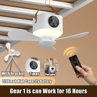 Ceiling Fans With LED Lamp Portable LED Fans Lamp Silent Fans Rechargeable Lamp 4 Wind Speed Remote Control for Bedroom Camping