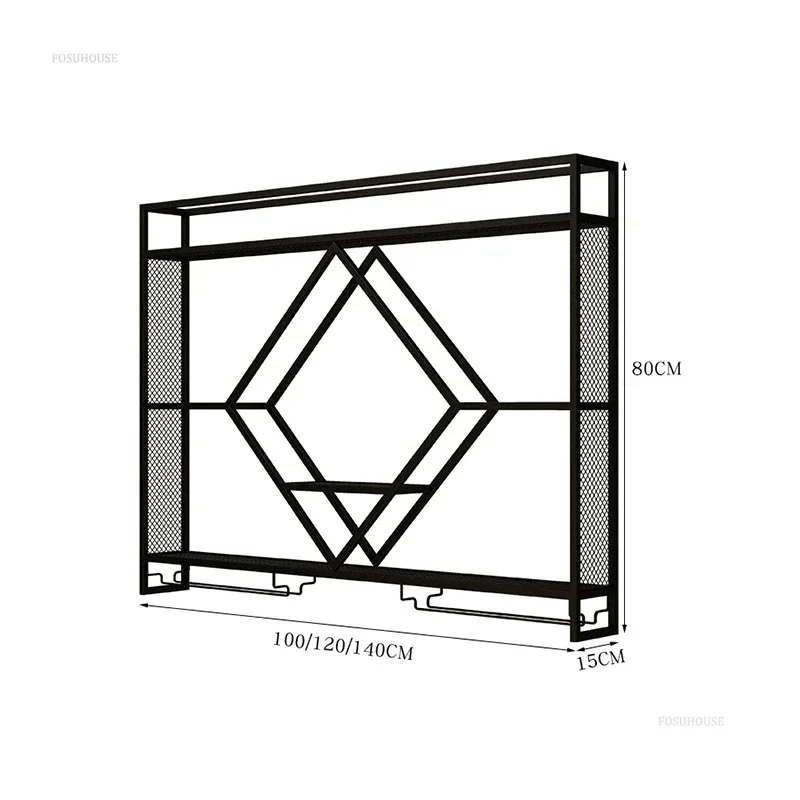 ワインラック北欧スタイルの鉄製ディスプレイキャビネット,高級品,壁に取り付けられたシンプルなバー装飾ライト