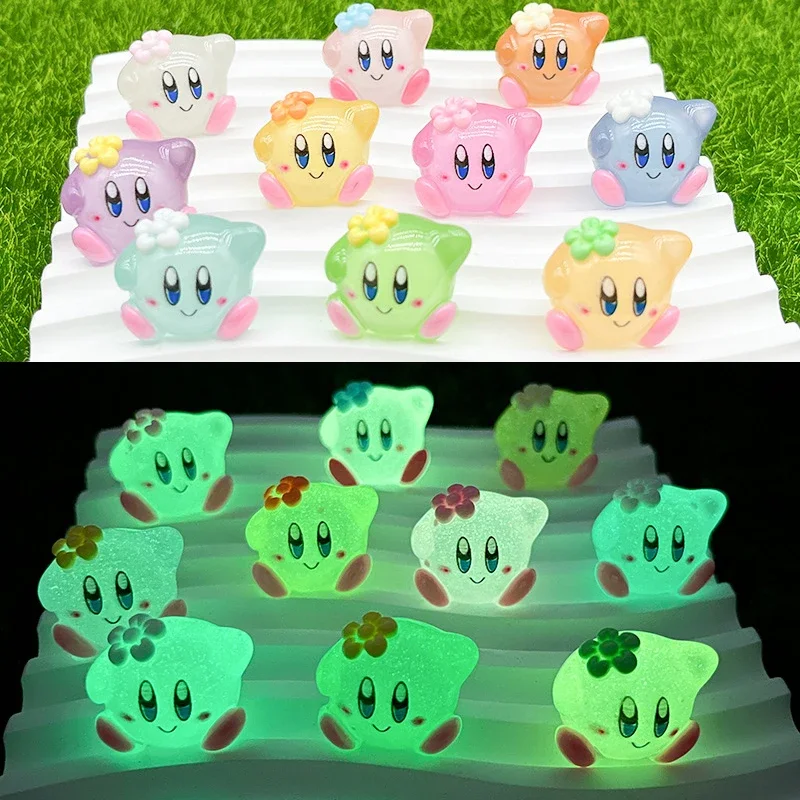 Kirby Decorazioni luminose Desktop Interni auto Piccolo ornamento Giardino fai da te Mini bambola Accessori in miniatura Decorazioni paesaggistiche Giocattoli