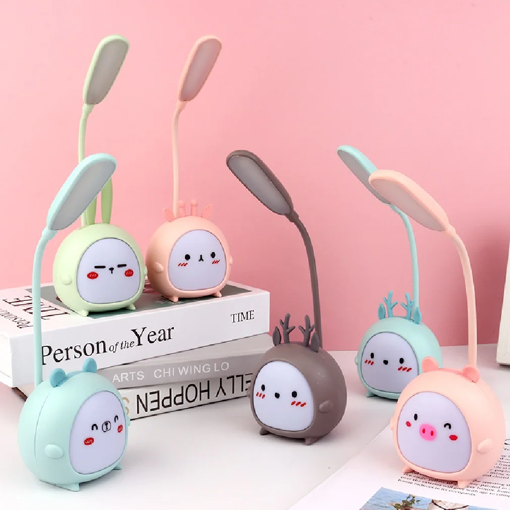 Lampada da tavolo a LED simpatico cartone animato lampada da tavolo pieghevole lampada da lettura per la protezione degli occhi luce notturna ricaricabile USB luce per dormire per bambini