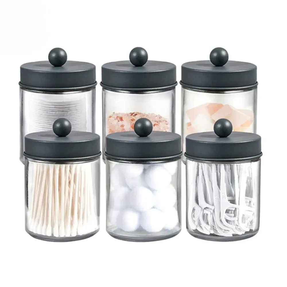 

2Pcs Plastic Qtip Holder Round Dustproof Cotton Swab Holder Transparent Space Saving Cosmetic Pads Container Countertop