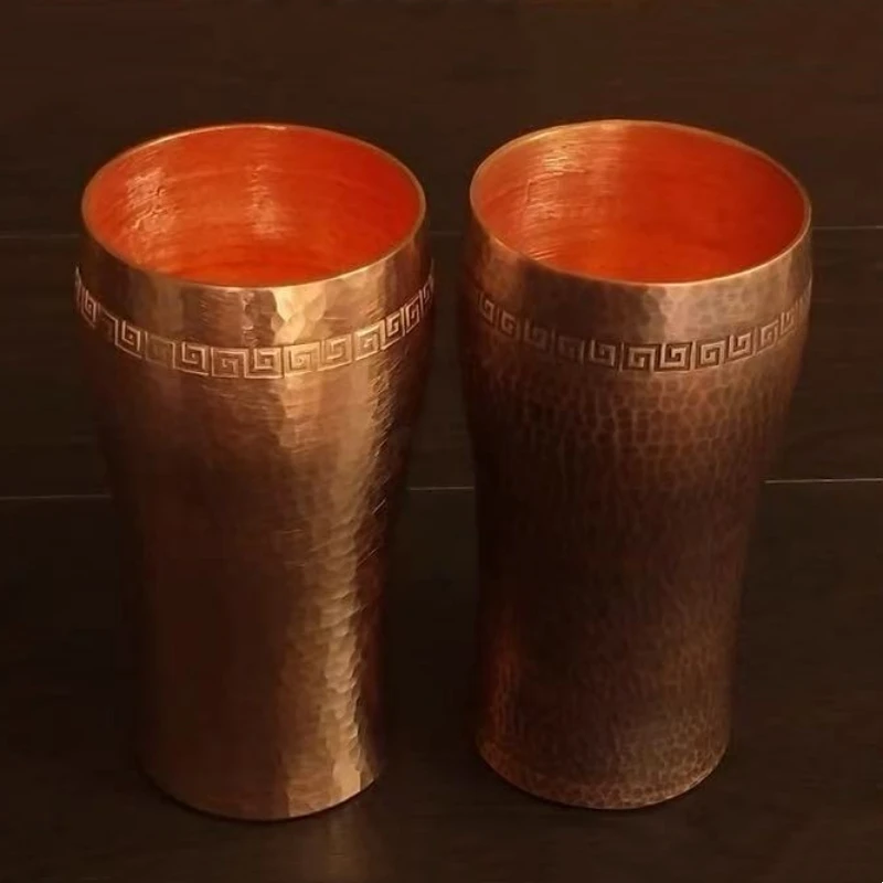 Pure Copper Coffee Cup,Handcrafted Engraving Hammer Texture 500 ml Milk Moscow Mule Tumbler Beer Mug,Vintage Tea Water Tableware