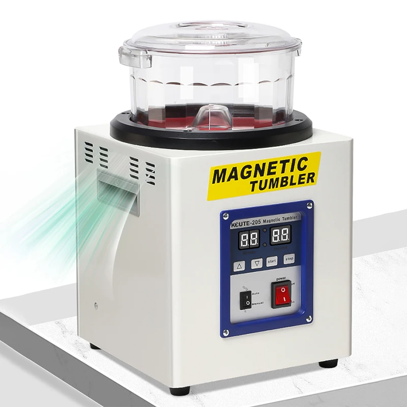 

KCUTE-205 Jewelry Polishing Machine Small Magnetic Grinding Gold Silver Jewelry Cleaning Derusting Aluminum Alloy Deburring