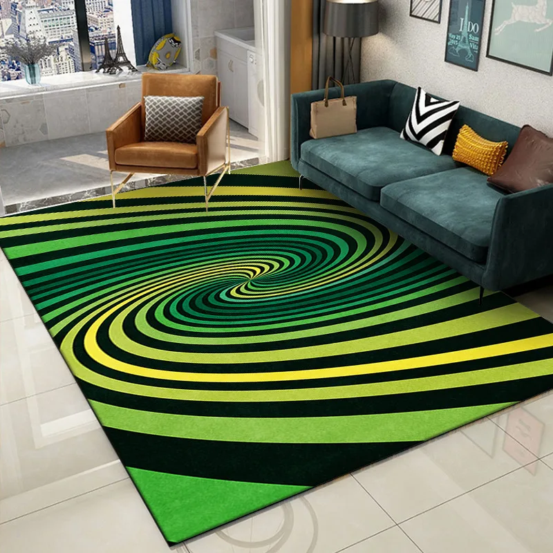 3D Colorful Vortex Illusion Carpets for Home,Living Room,Bedroom Decor,Geometric Doormat,Anti-slip Area Rugs,Kids Play Floor Mat