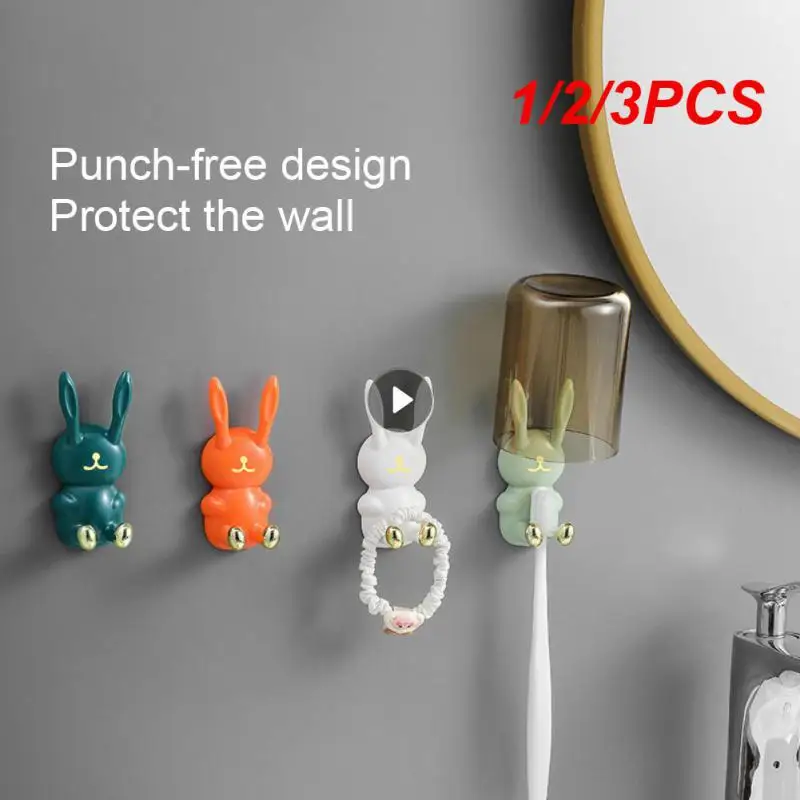 1/2/3PCS Toothbrush Holder Punch Free Wholesale Kitchen Accessories Multi-functional Hook Strong Adhesive Sticking