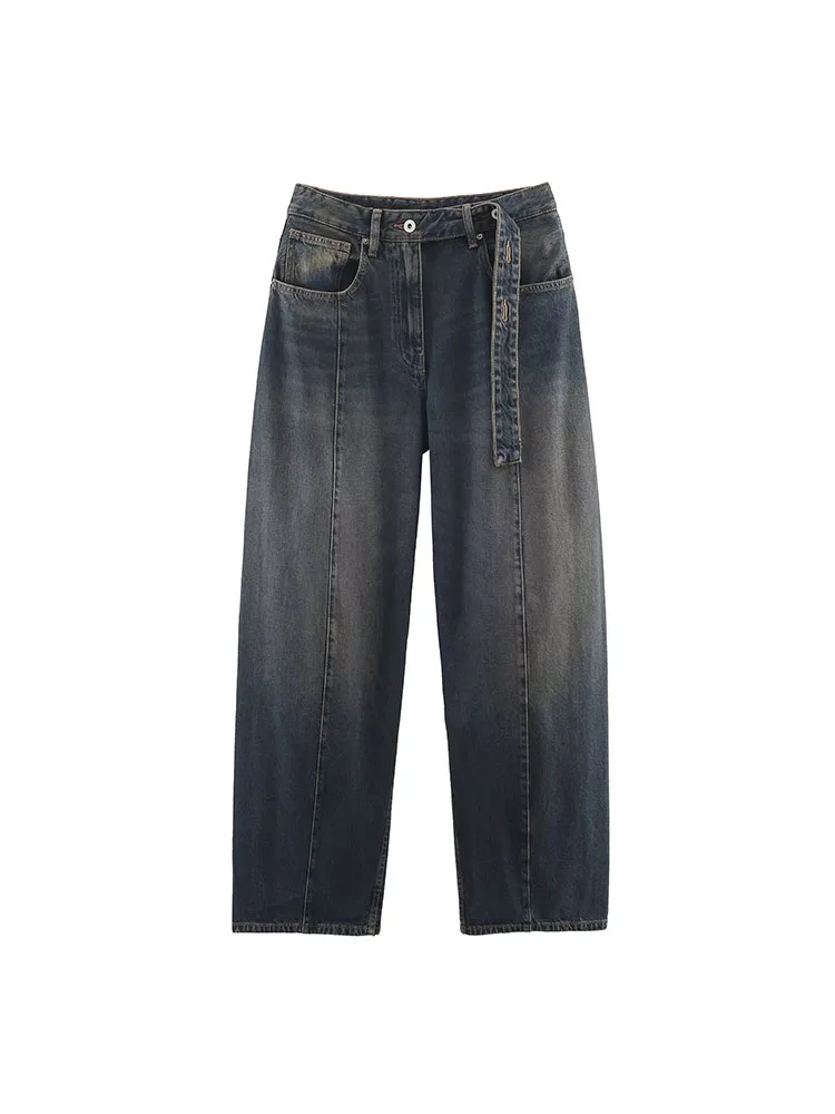 2025 Vrouwen Herfst Jeans Broek Mode Effen Losse Denim Knoppen Zakken Vrouwelijke Elegante Straat Jeans Kleding