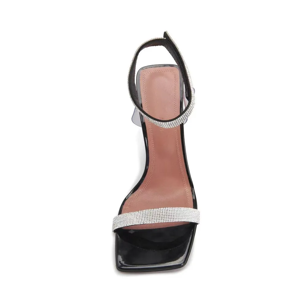 

Женские прозрачные босоножки на тонком каблуке с одним ремешком и кристаллами, модные вечерние туфли для вечеринок и подиумных показов, коллекция 2026