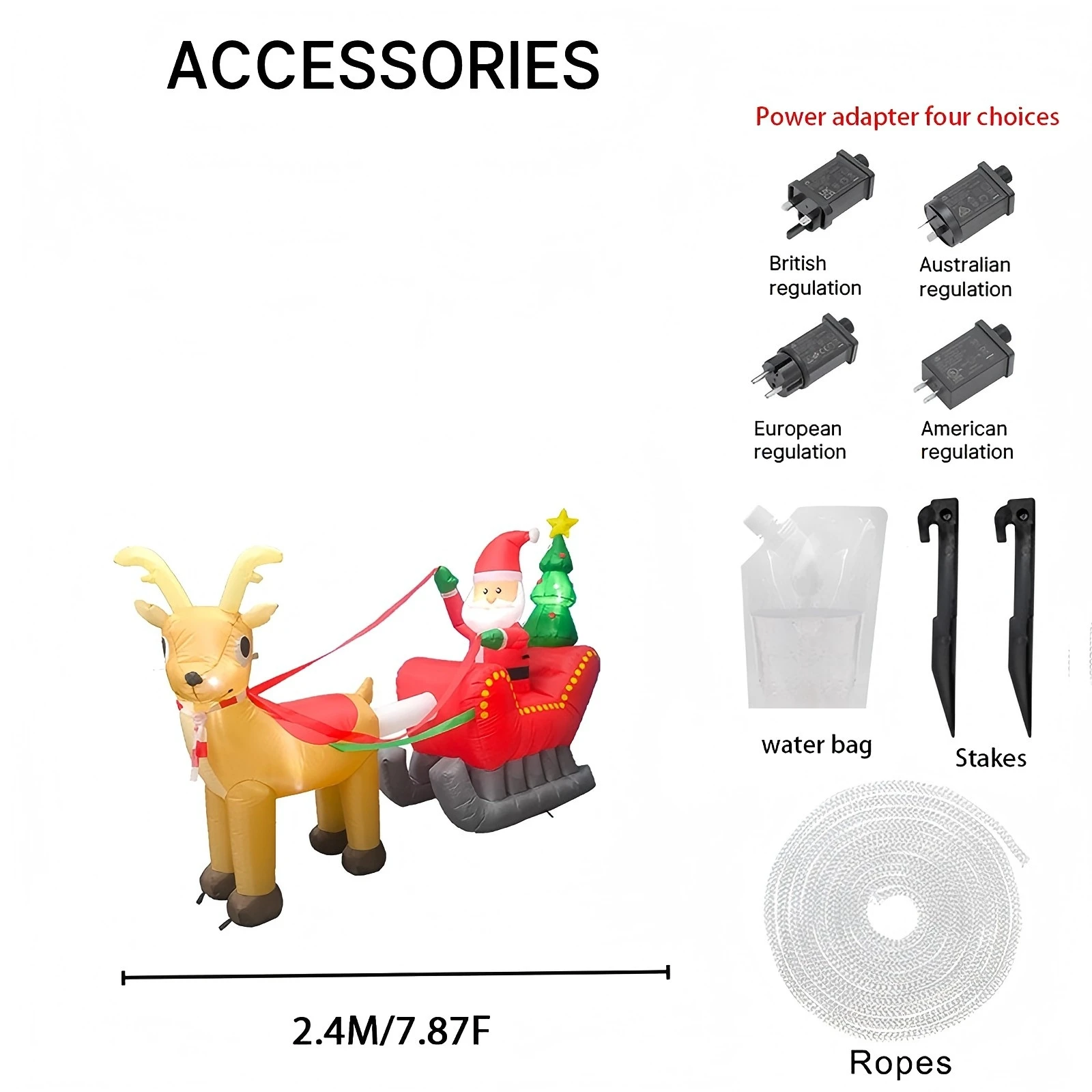 7.87FT Vacanza Decorazione del partito fai da te Gigante Natale Gonfiabile Babbo Natale Slitta Giocattolo Renna Luci a LED Forniture da giardino Ornamenti per la casa