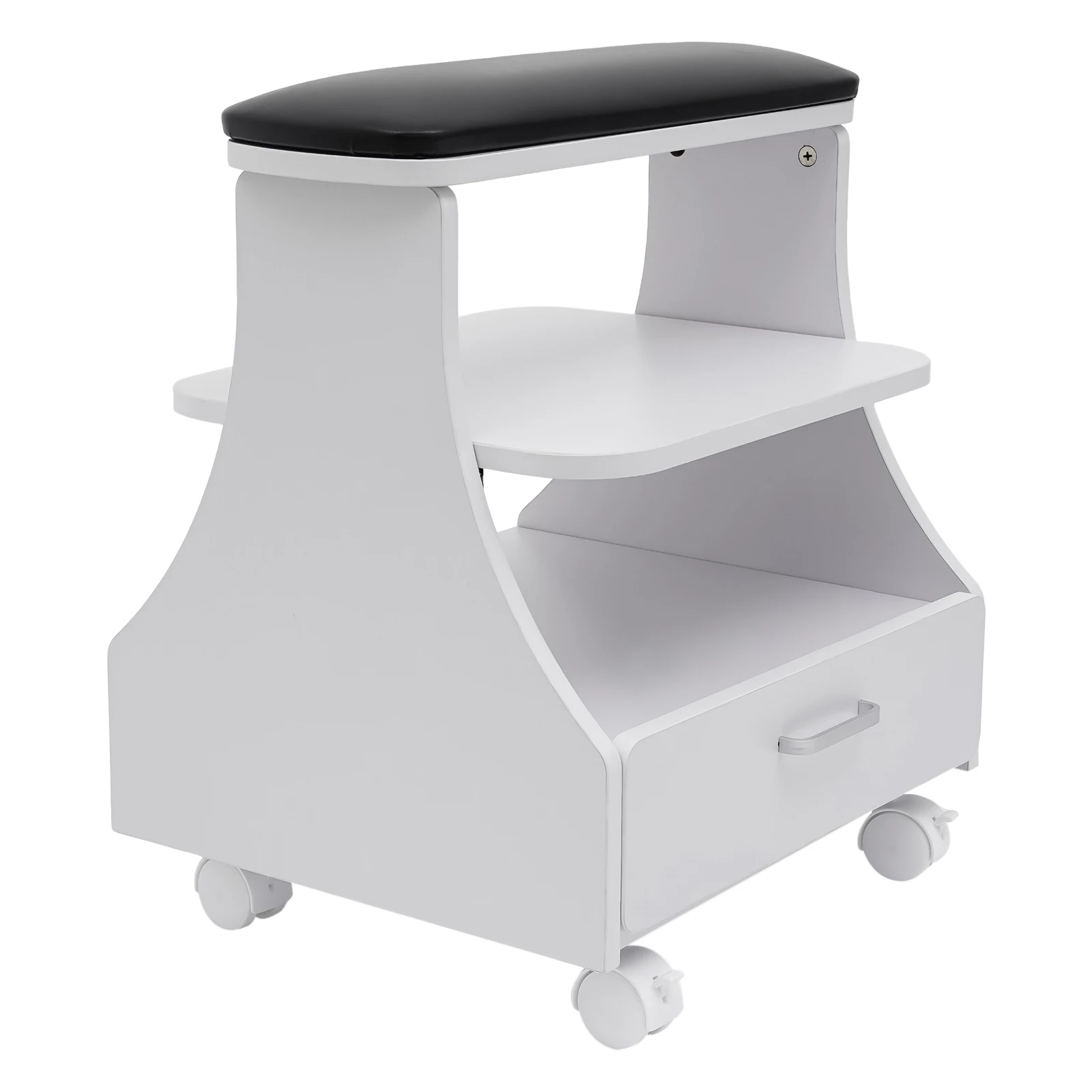 Carrello per pedicure e manicure da salone largo nero |   Carrello per estetista, pelle MDF/PVC, capacità 50 kg