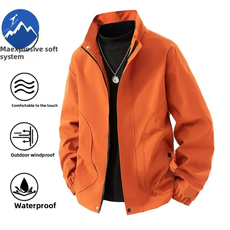 

Men Jacket Outdoor Sport Hygroscopic Wicking Zipper Coat Spring Autumn Casual Stand Collar Windproof Lightweight Men Clothing