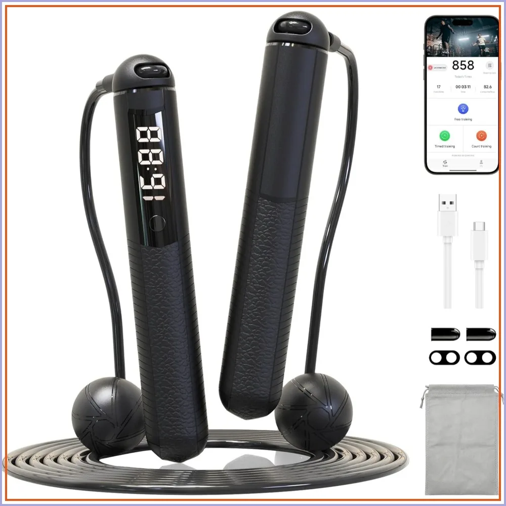 

Cordless Gravity Jump Rope with Counter for Gym, Fat Burning & Calorie Burn, APP Data Analysis, Home Workout Equipment for Women & Men