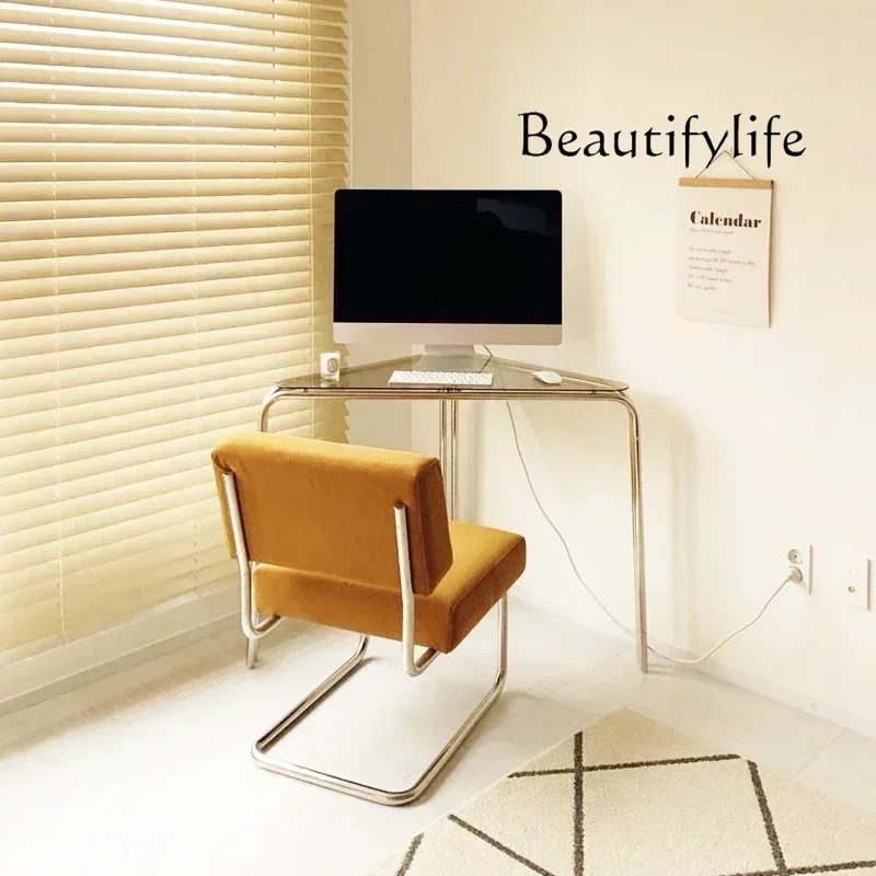 X угловой стол, простой треугольный уголок, компьютерный гальванический металлический стол для маленькой квартиры, светильник из нержавеющей стали, роскошная домашняя мебель