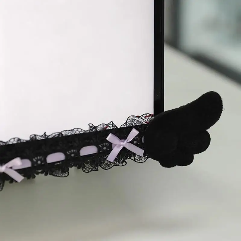 New Screen Decor Color Lace Monitor Trim With Plush Angel Wings Sweet Aesthetic