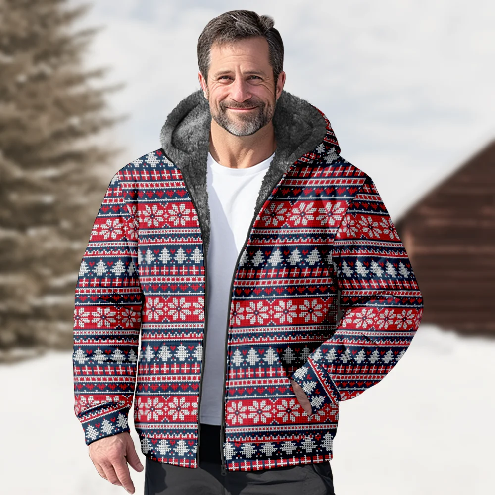 Chaquetas de invierno para hombre, abrigos, ropa de algodón con patrón geométrico de copo de nieve, abrigo acolchado, vitalidad juvenil diaria