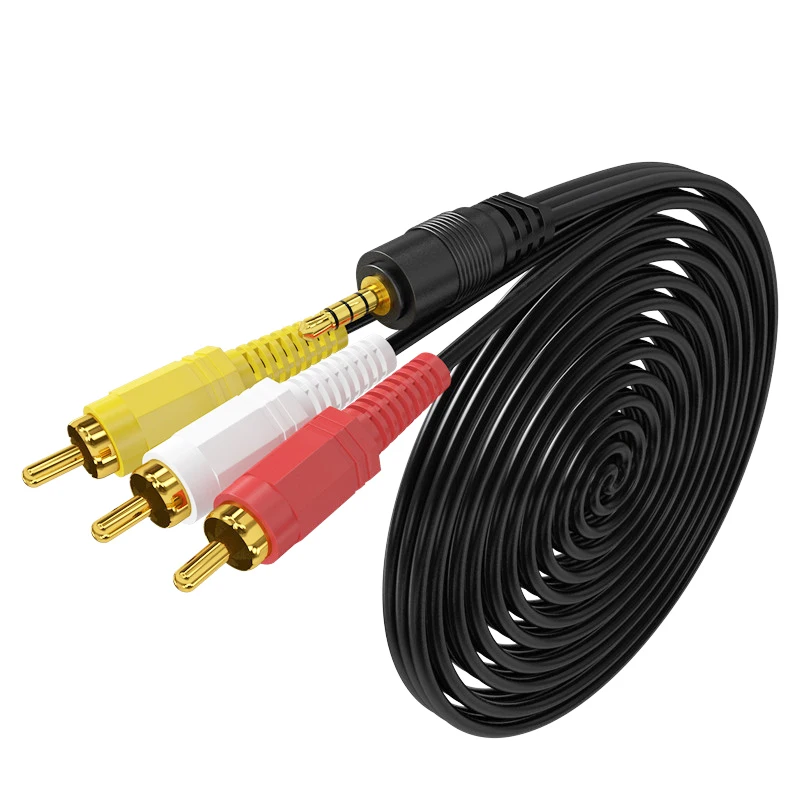 4 Pole 3.5mm Male to 3 RCA Male Stereo Audio Video AV Composite Cable for CD Camcorder DVD Player TV Set-top Box 1.5M