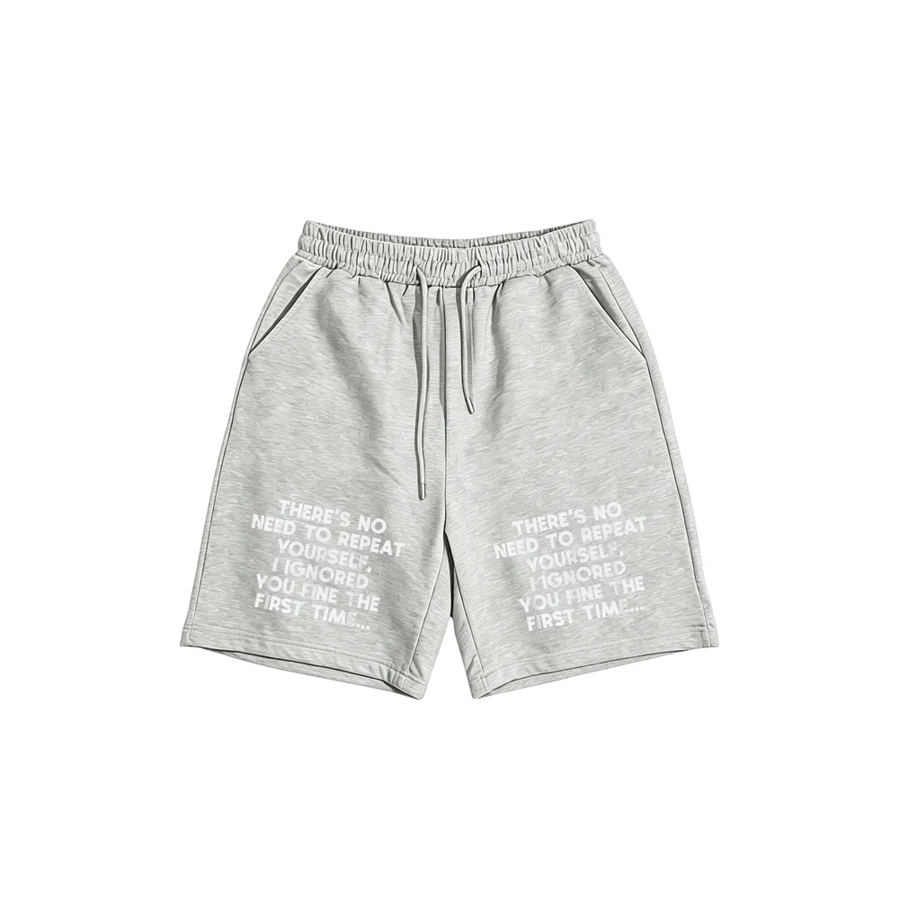 

Mens Graphic Print Shorts With Slogan Text, Elastic Drawstring Waist, Breathable Fabric For Gym, Beach, Running And Casual Wear