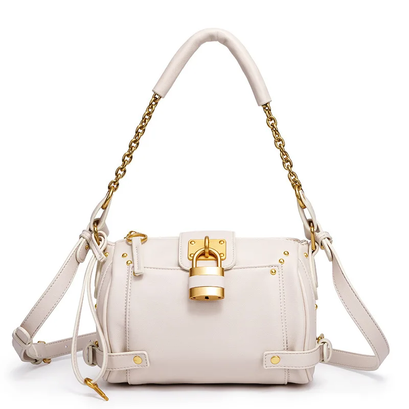 Retro Locomotive Rivet Lock Women Bag 2026 New Fashion Large Capacity Handbag Versatile Single Shoulder Ladies Purse