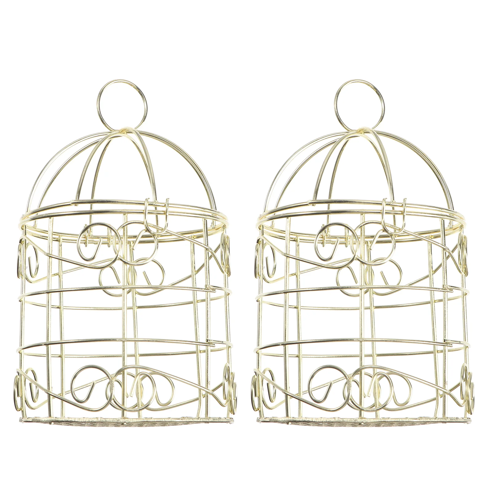 2 PCS Cage For Birds Cage Parrot Cage Decoration Feeder Cage Hanging Hollow Out Vintage Feeding Small Wrought Iron Indoor