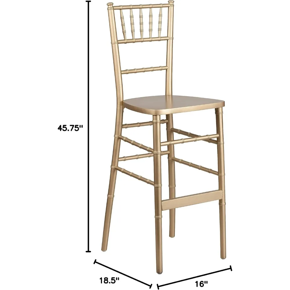 2 Pack HERCULES Series Gold Wood Chiavari Barstool