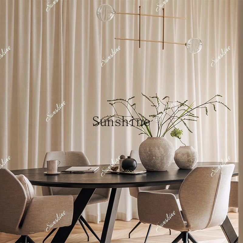 Special-shaped negotiation solid wood conference table deformed retro oval table  FT