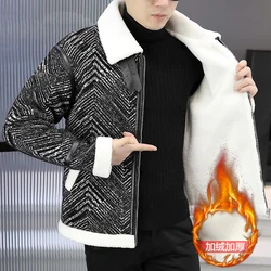 Autumn Winter Woolen Jackets Men High Quality Plush Thick Motorcycle Jacket Windproof Casual Business Social Trench Overcoat