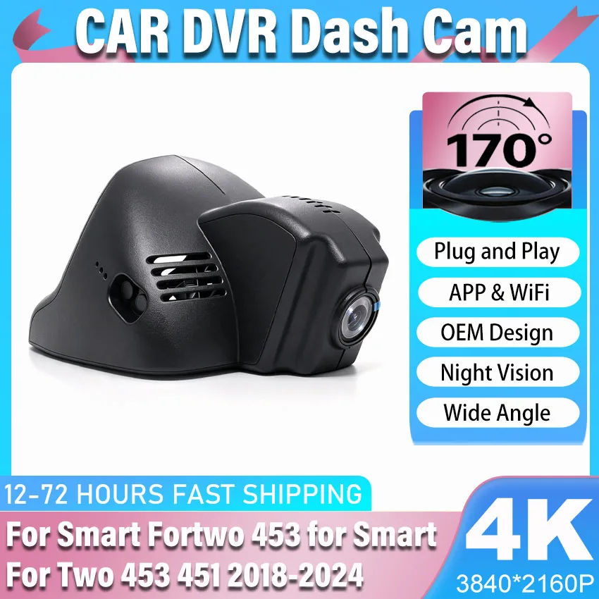 Plug-and-Play Auto-DVR WLAN-Dashcam für Smart Fortwo 453 für Smart For Two 453 451 2018-2024, OEM-Style Dashcam für Smart