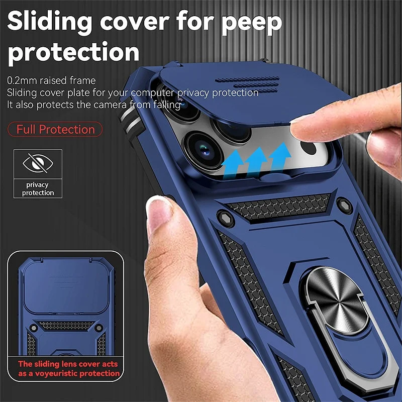 Rüstung Funda Für iPhone 17 Pro Max Fall Rutsche Kamera Objektiv Schutz Fall Für iPhone 17 Pro Air 17 Pro max Magnetische Ring Stand Abdeckung