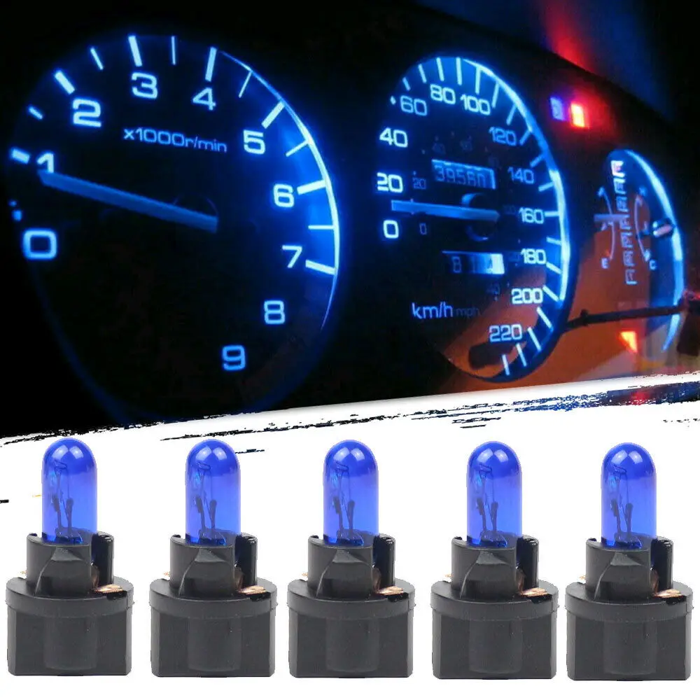 Azul T5 SMD Car LED Dashboard, lâmpada interior do instrumento, acessórios, 10pcs