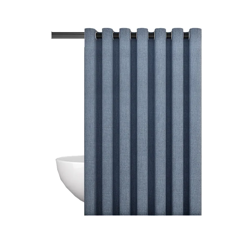 

Shower curtain set No punching straight rod bathroom waterproof and mildew-proof bathroom partition curtain Roman hole