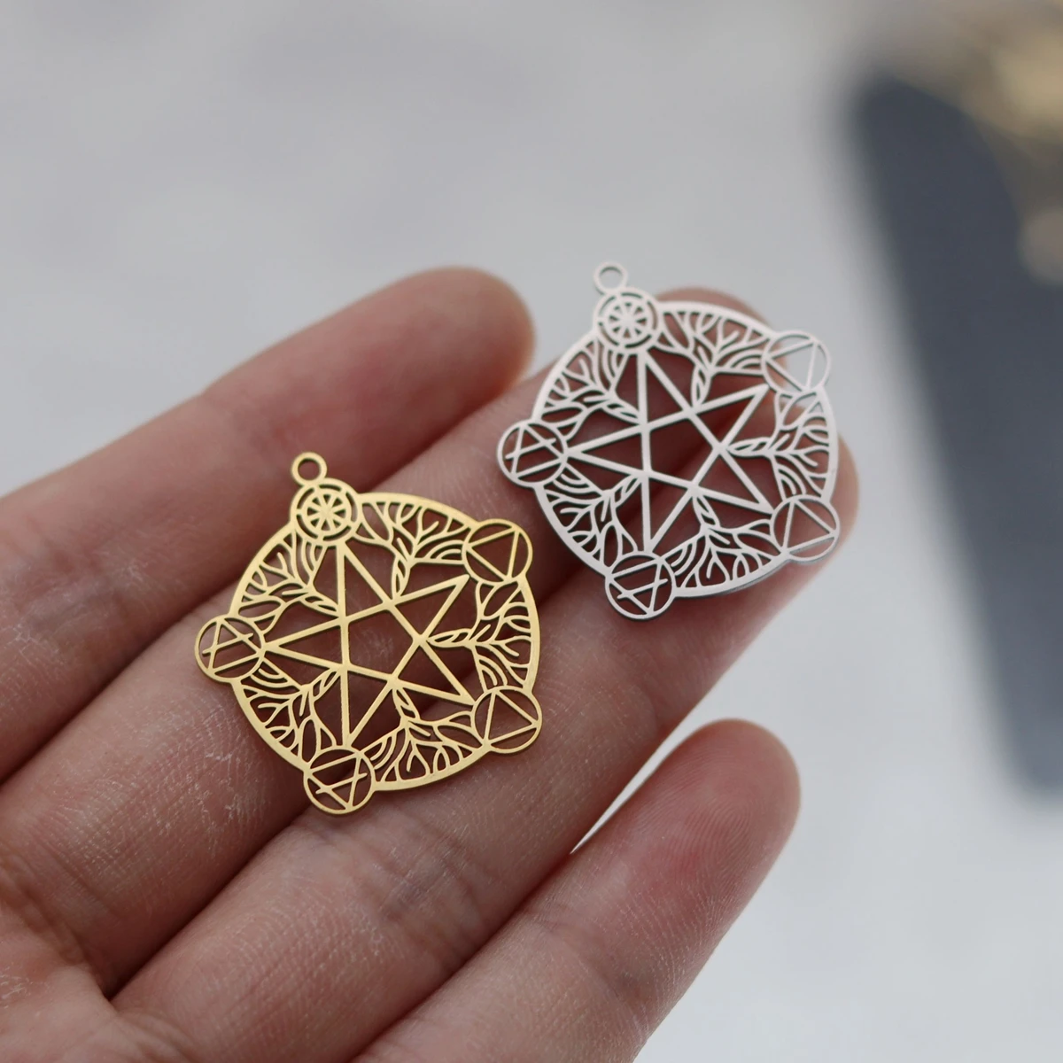 3 قطعة Wicca الخماسي دلاية شكل نجمة قلادة Diy بها بنفسك اكسسوارات الفولاذ المقاوم للصدأ وثنية الدينية تميمة السحر لصنع المجوهرات