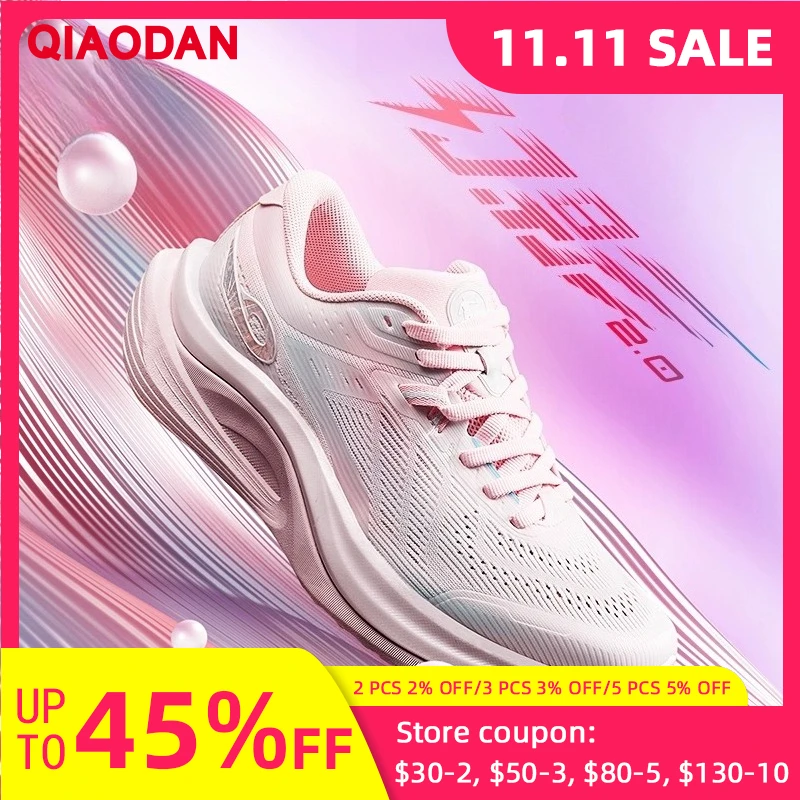 

QIAODAN Huanying 2 Women 2025 Running Shoes New Mesh Breathable Balance Shock-Absorbant Non Slip Sportwear Sneakers QDB022252292