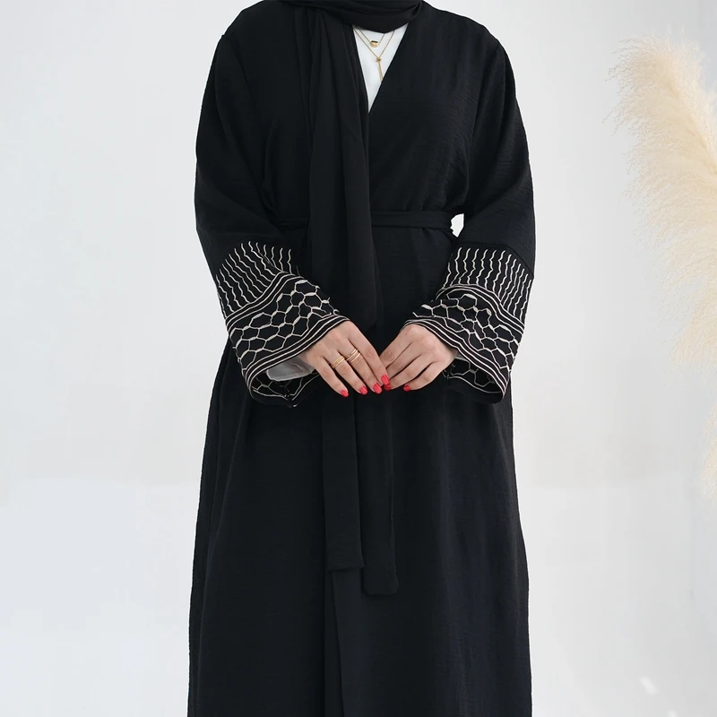 Fashion Embroidery Kimono Oversized Muslim Robe Abaya Female Full Length Opened Muslim abaya Worship Service Abayas Robe