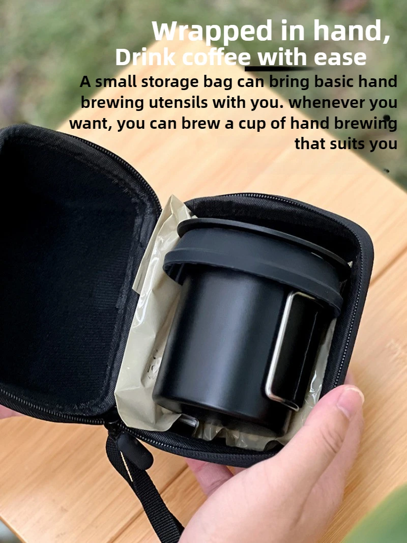 Set da caffè preparato a mano da viaggio per auto da campeggio, macchina da caffè portatile con capsule in silicone, scorie separate con carta da filtro per esterni