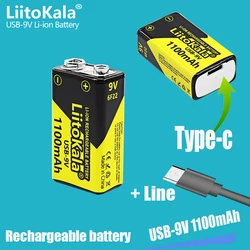 1PCS LiitoKala USB-9V 1100mAh rechargeable Li-ion Battery is suitable for Camera Toy Multimeter Remote Control KTV Microphone