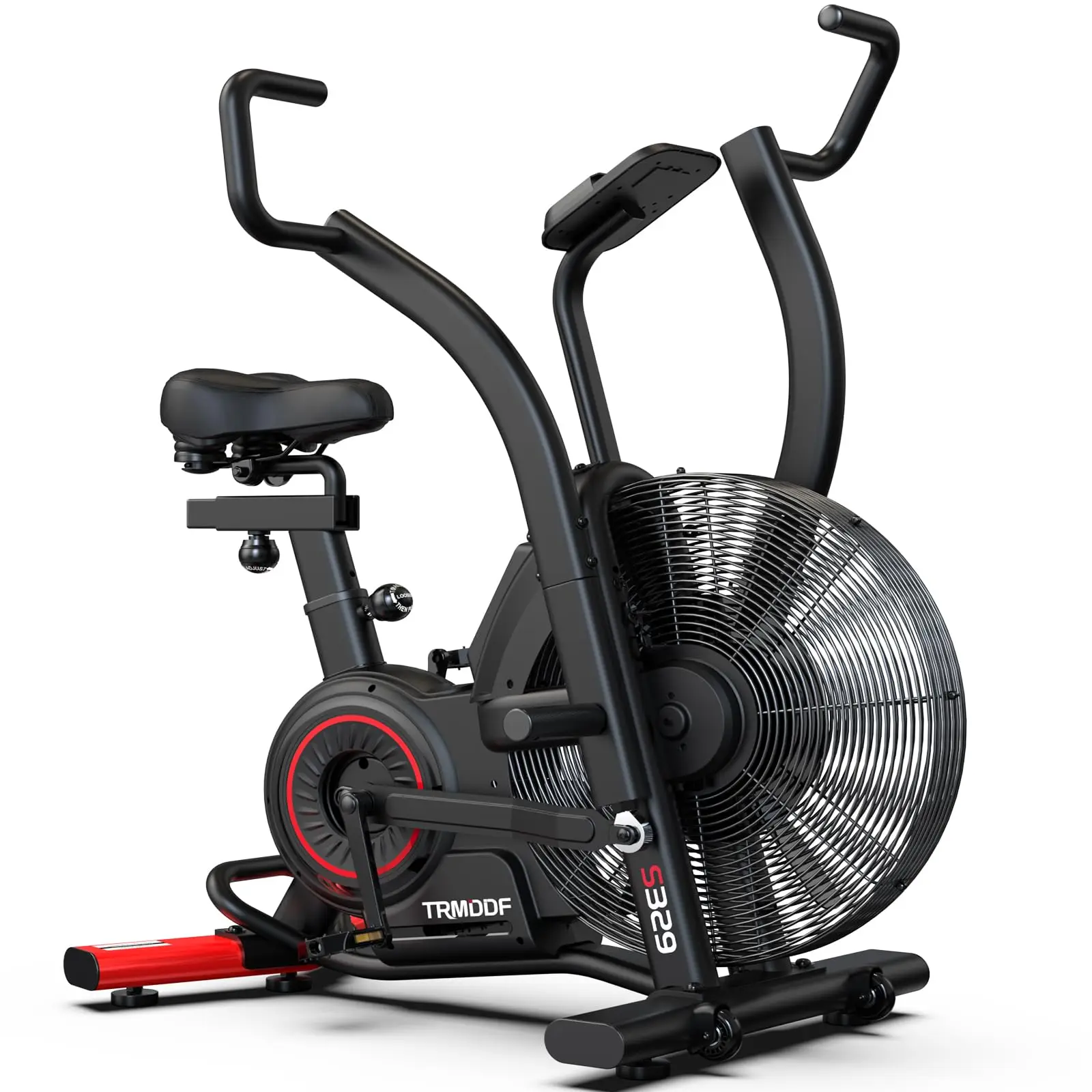 Air Resistance Fan Exercise Bike, Upright Stationary Indoor Cycling Bike with Bluetooth Connection, Dual Action