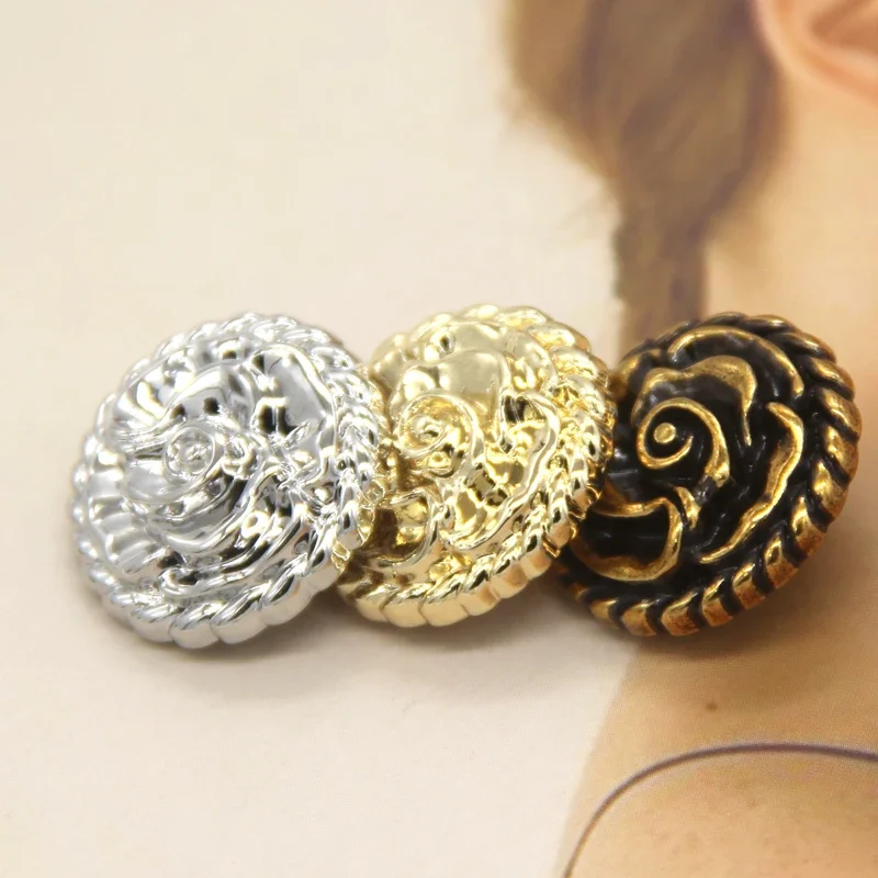 DOTOLLE Retro Rose Flower Metal Buttons For Clothing Women Coat Suit Blazer Knit Handmade Decorations Sewing Accessories Bronze