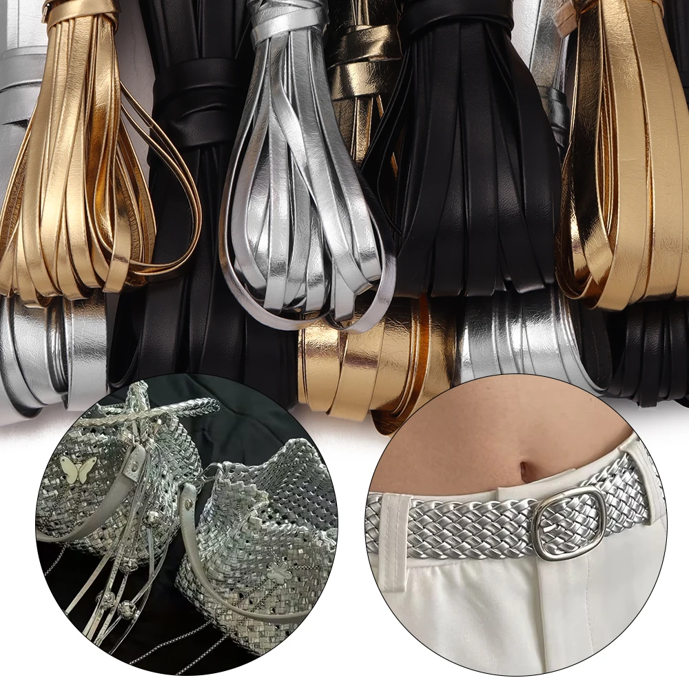 10 yardas/lote, cordón plano de cuero PU suave de 5, 8, 10 mm para bordes de bolsos, cuerda, decoración de ropa DIY, lazos, materiales trenzados
