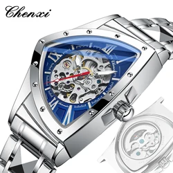 CHENXI 8853 Automatic Triangle Mechanical Watch for Men Original Stainless Steel Luminous Life Waterproof Man Wrist Watch