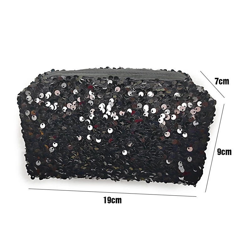Sac à cosmétiques brodé à paillettes pour femmes, sac de maquillage à paillettes, rangement de voyage, pochette à fermeture éclair de grande capacité, sac à main de toilette