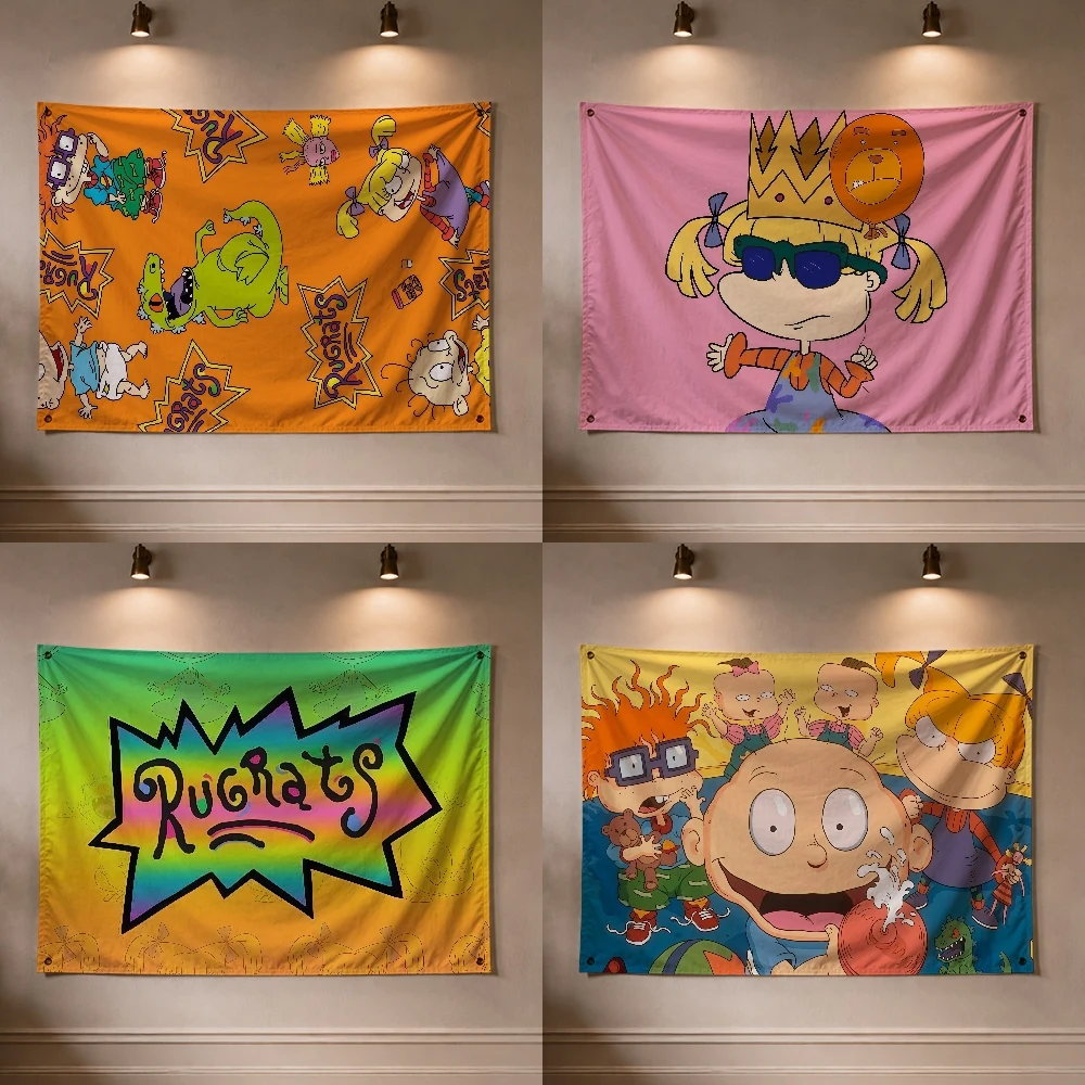 R-Rugrats Cartoon Flag Decoration Outdoor Picnic Party Art Hanging Home Camping Party Banner