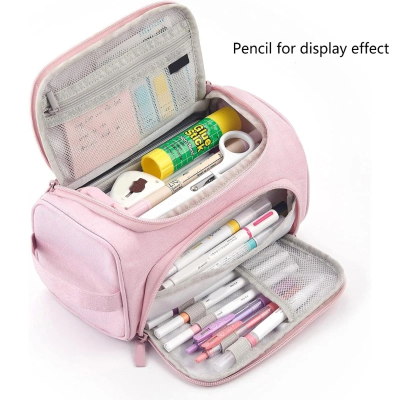 Large Capacity Pencil Bag Double Layered Pen Pouches Travel Cosmetic Bag Dropship