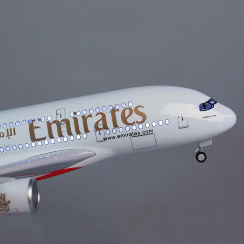 1/160 Emirates A380 Airplane Model LED Light Simulation Passenger Aircraft