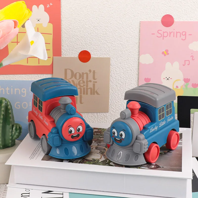 Juguetes de tren de inercia para niños, cabeza de tren de dibujos animados, prensa, juguetes de conducción de inercia, tren de simulación, coche extraíble, juguete para regalo