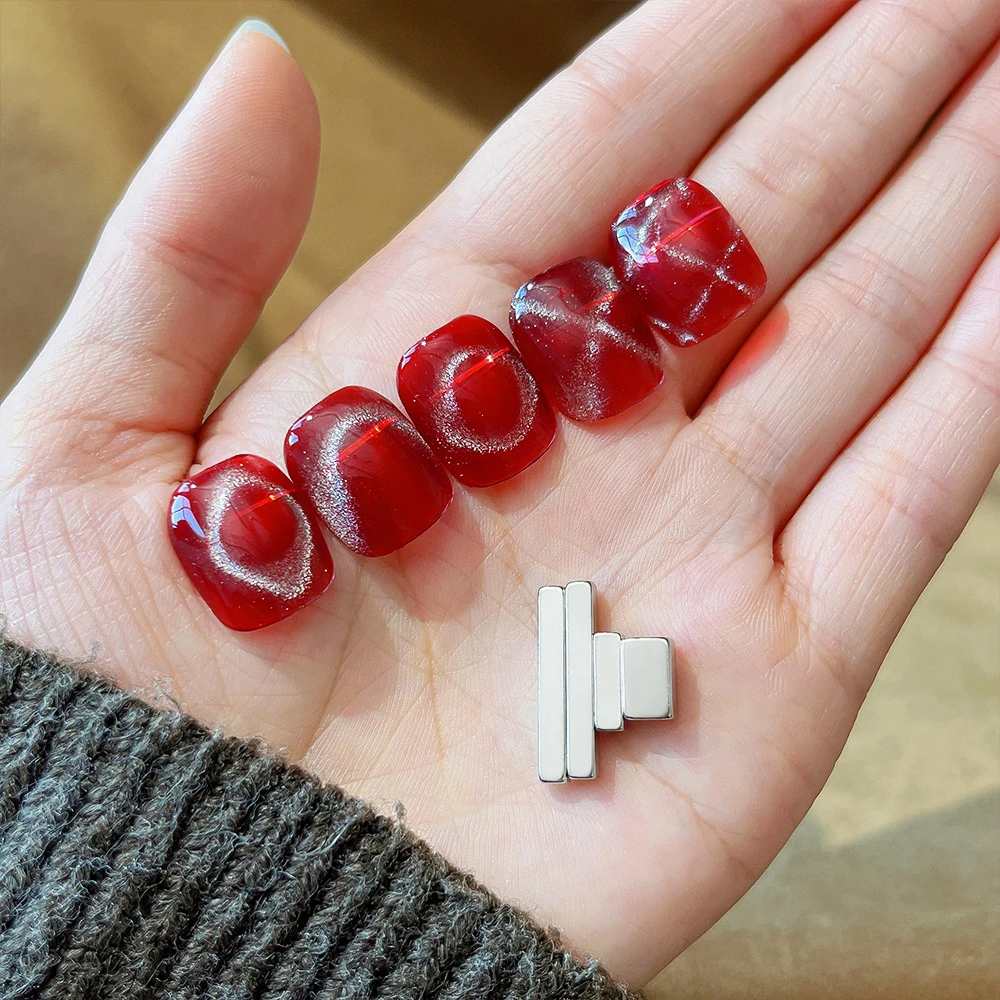 Ensemble de bâtons magnétiques œil de chat multifonctionnels, 4 pièces, Tangram rectangulaire lapin en forme de Y, accessoires d'art des ongles français, breloques, outil de manucure