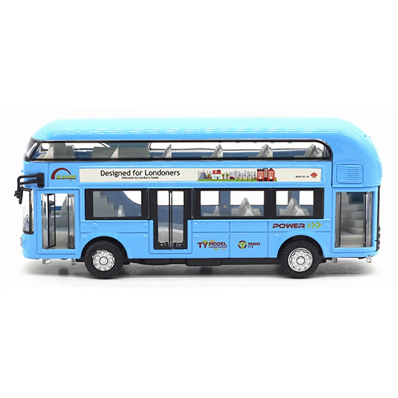 Diecast London Bus Dubbeldekker Bus Licht & Muziek Open Deur Ontwerp Metalen Legering Bus Ontwerp Voor Londenaren Speelgoed Voor Kinderen