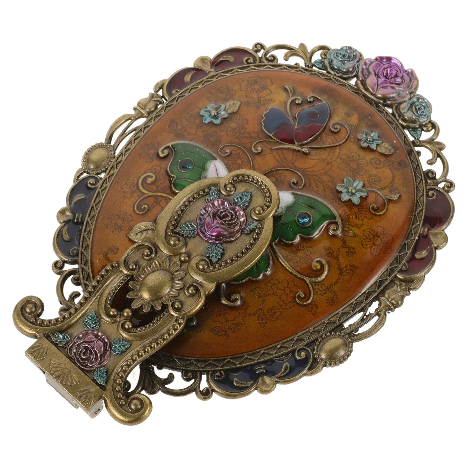 مرآة مكياج كلاسيكية محمولة باليد مصنوعة من سبائك الزنك المتينة للنساء أثناء السفر في الهواء الطلق، مرايا مكياج هدية للحفلات