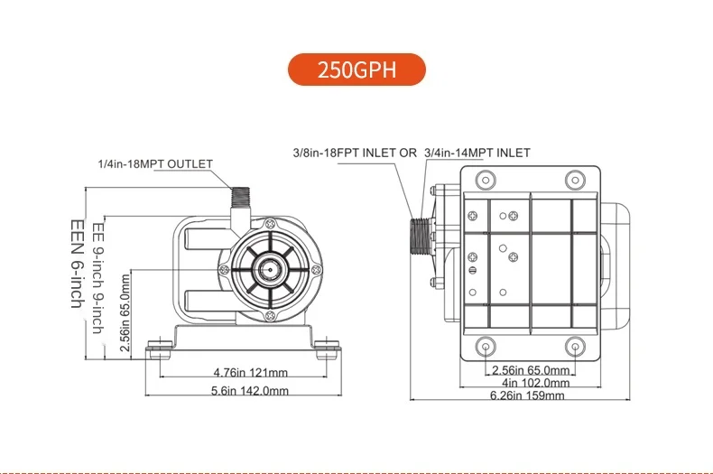 SubSN-Compteur d'eau de mer pour la climatisation marine, 250GPH, 500GPH