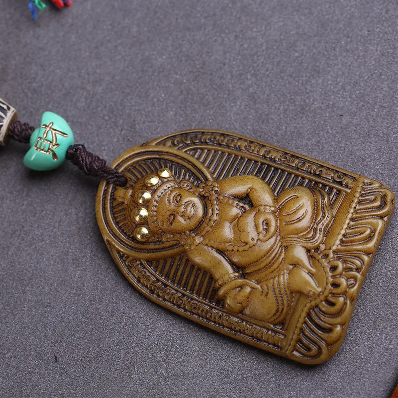 Hand-Held Yellow Pendant With 108 Buddha Beads And Yak Bone Three-Way Connector Accessories